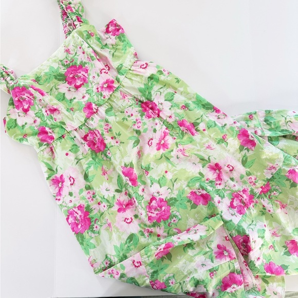 Torrid Womens 2 2X Green Pink Floral Poplin Cotton Ruffled Midi Dress - Picture 4 of 9